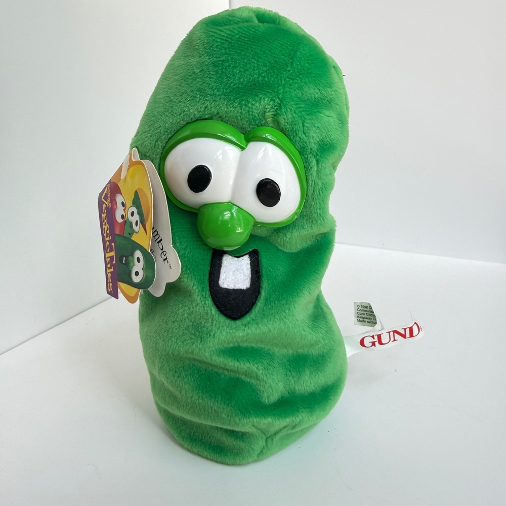 VeggieTales Larry the Cucumber Plush Unisex 8" Green Vintage 1998 GUND Toy